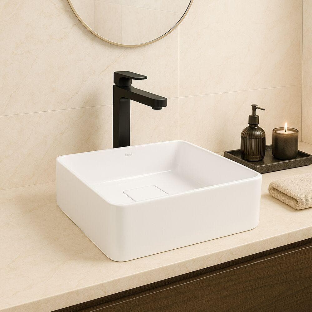 CUBA APOIO 40CM X 40CM DOCOL FLOW BRANCO QUADRADA
