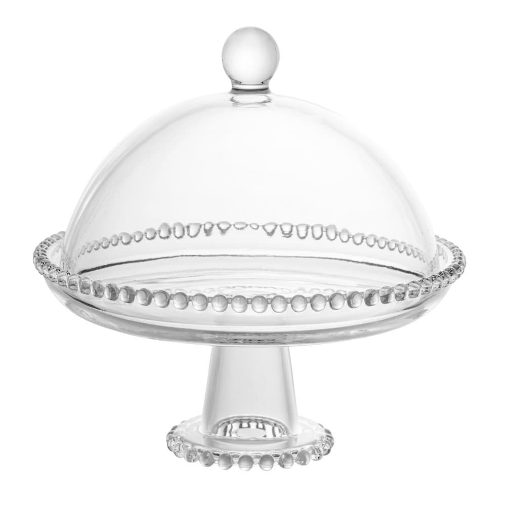 Prato de Cristal com Pé e Tampa Pearl 20cm x 18cm - WOLFF
