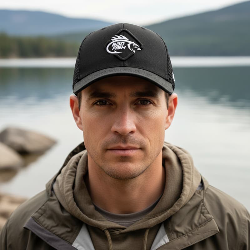 Boné Bad Fish Masculino Esporte Pesca Aba Curva Respirável Trucker Original Qualidade Premium