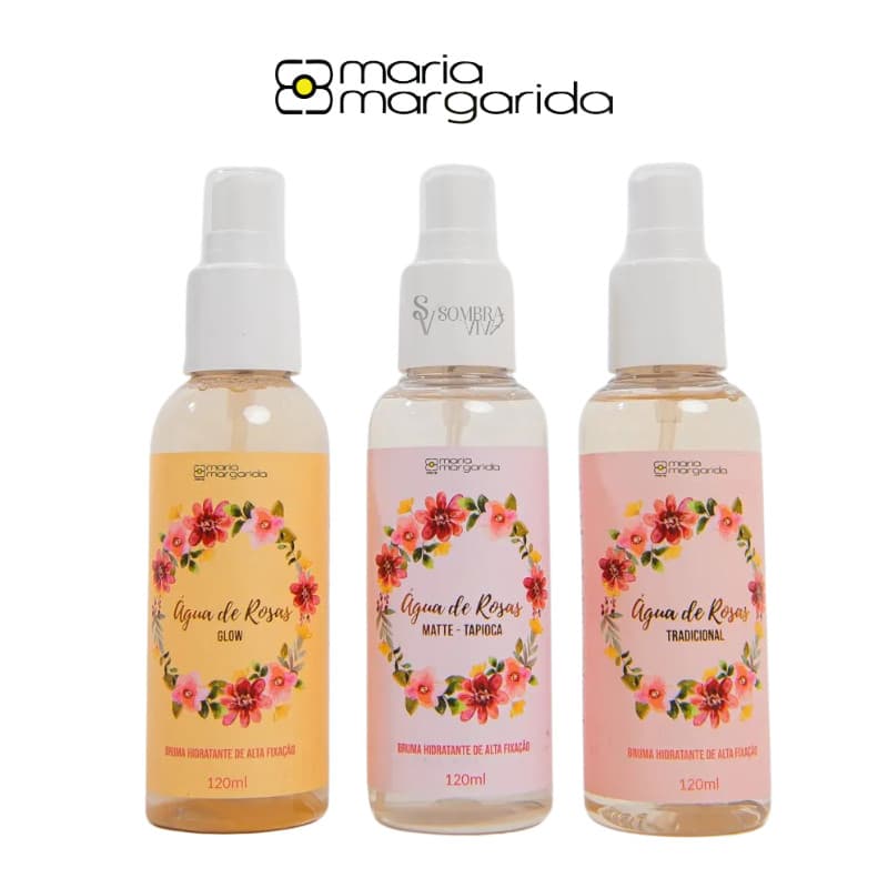 Kit Bruma Fixadora e Hidratante Água de Rosas Maria Margarida 3 Unidades