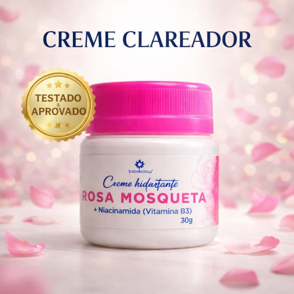 01 Creme  hidratante Clareador Rosa Mosqueta com Niacinamida | Manchas no Rosto Antirrugas