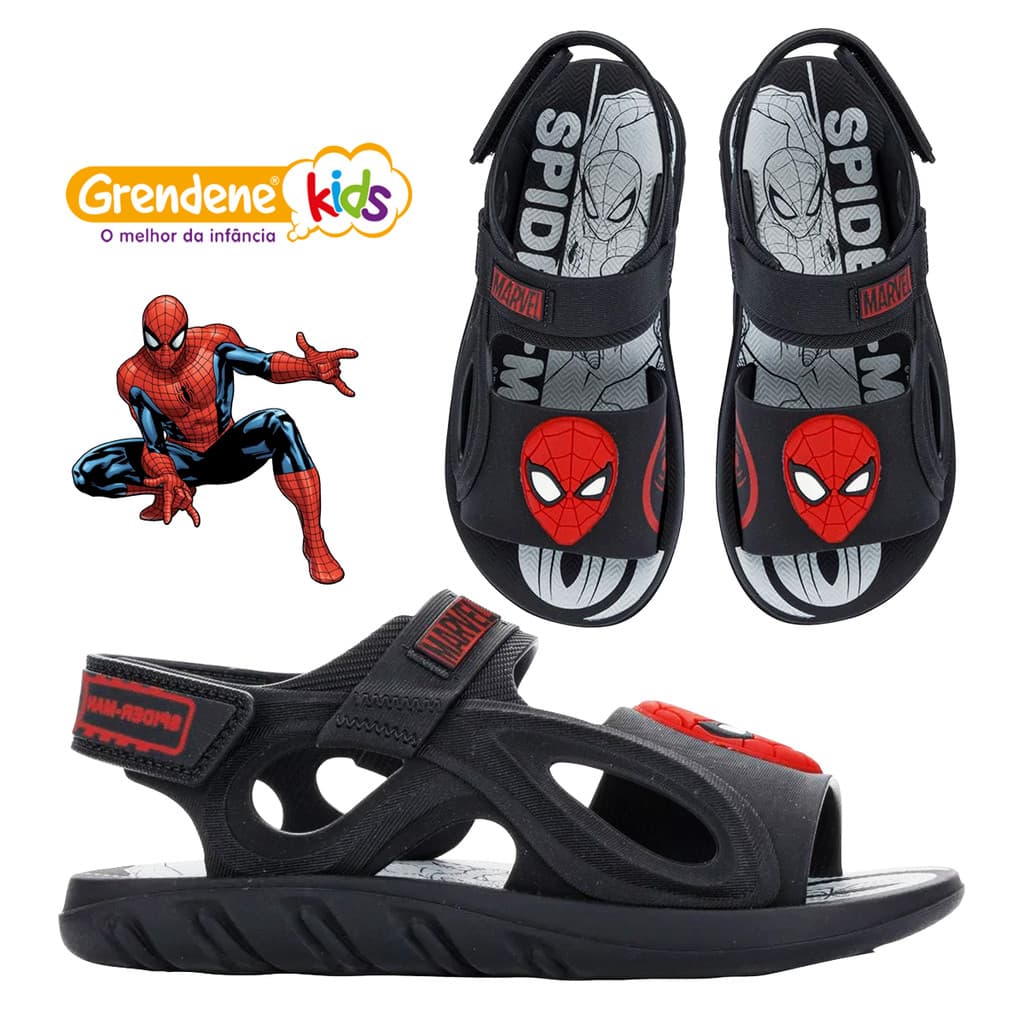 Sandalia Papete Meninos Infantil Marvel Homem Aranha Power Grendene Kids