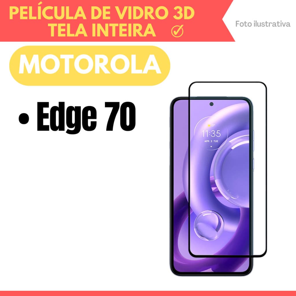 Película de  3D Vidro  Para Motorola Moto Edge 70
