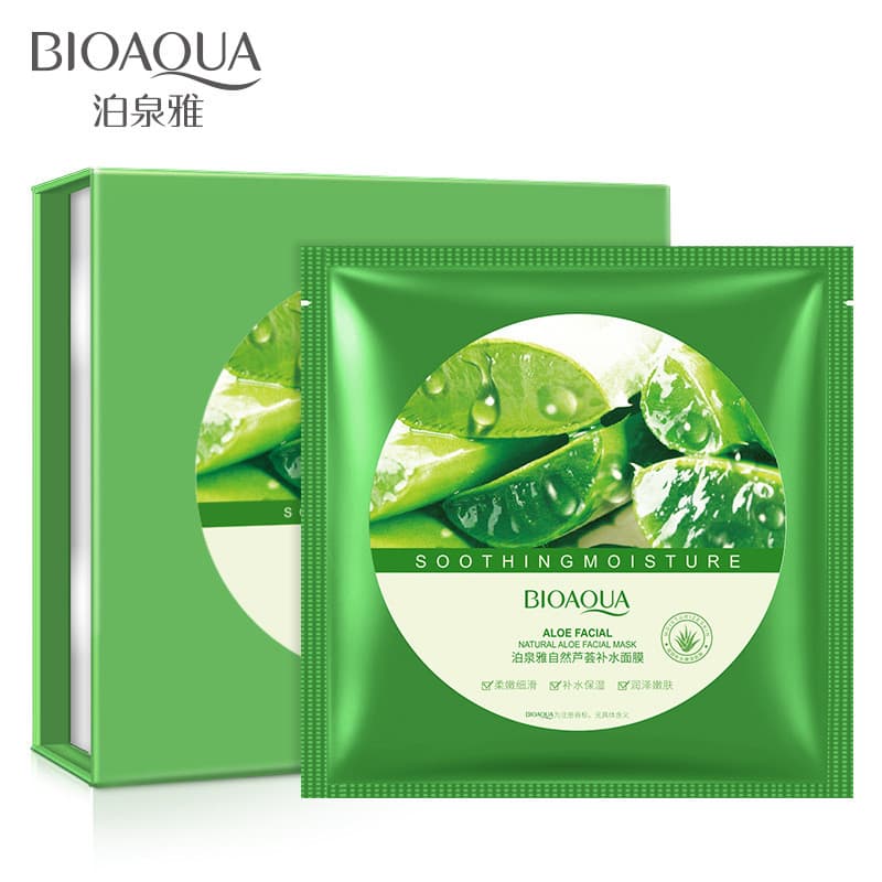 Poquanya Máscara Feminina Hidratante Hidratante Aloe Vera Após Reparação Solar Diminuir Poros Máscara Autêntica Oficial
