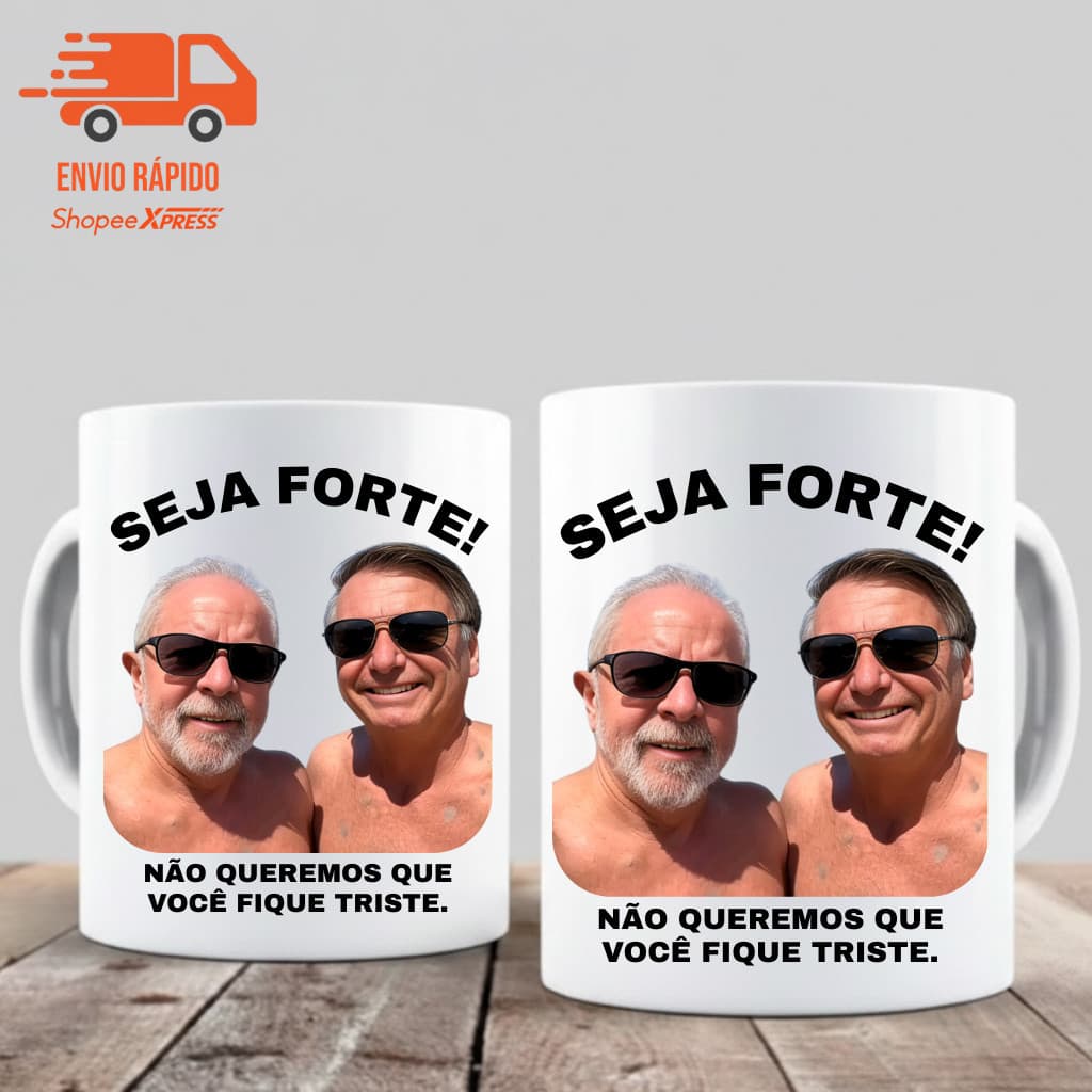 Caneca Meme Engraçada “Seja Forte” 325ml – Presente Divertido em Cerâmica