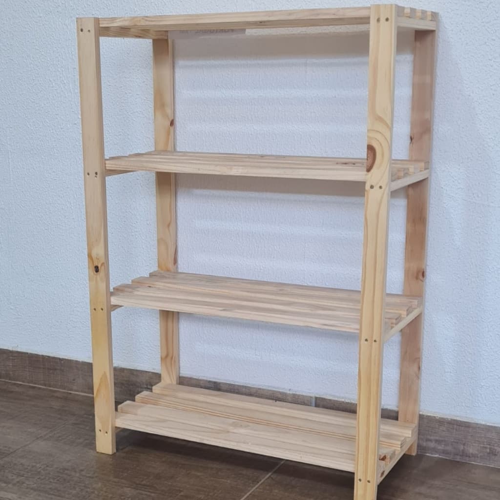 Estante Com 4 Prateleiras De Em Madeira Pinus Moderna 100x70