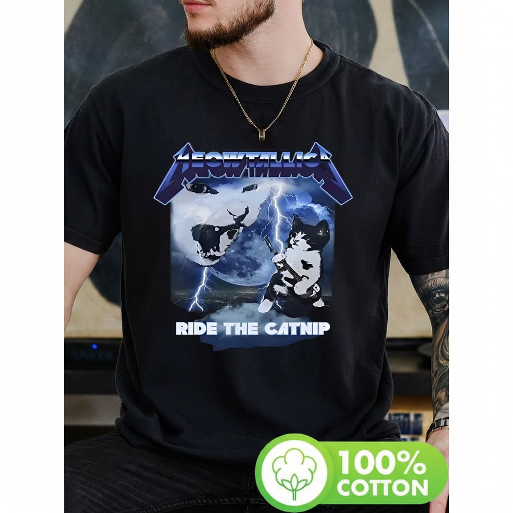 Camiseta Masculina Estampa Gato Guitarra Tiro Eletrico Moderna Estilosa Premium Rock