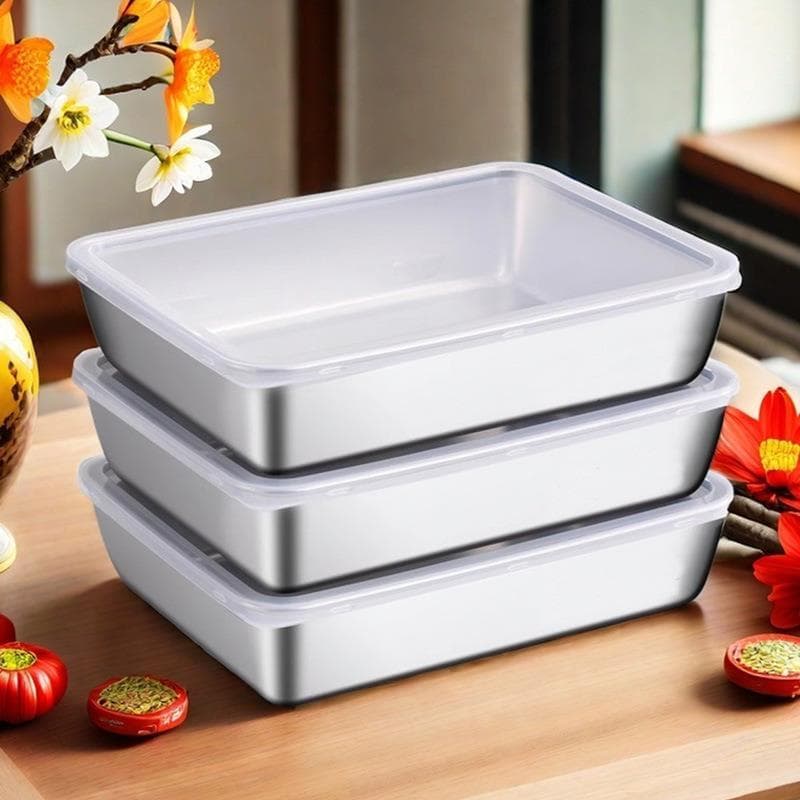 Caixa de manutenção fresca de aço inoxidável selada à prova de vazamento Catering Bento quadrado multifuncional cozinha