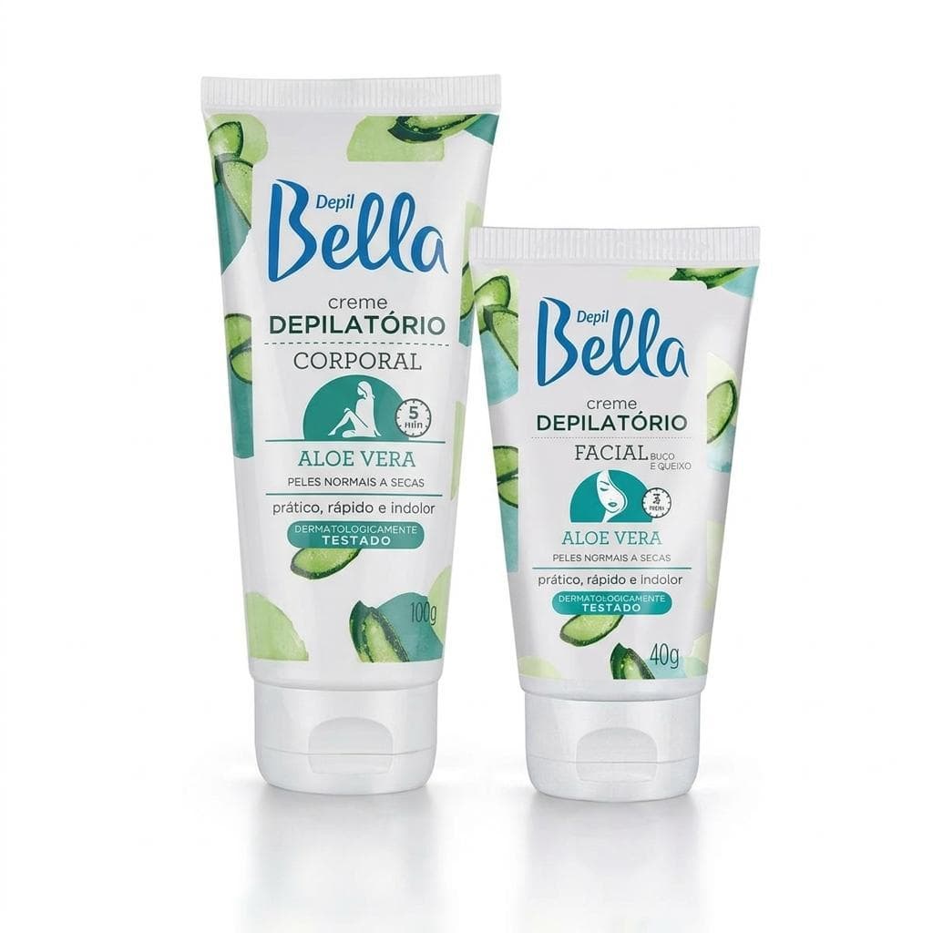 Kit Creme Depilatório Corporal e Facial Depil Bella Aloe Vera