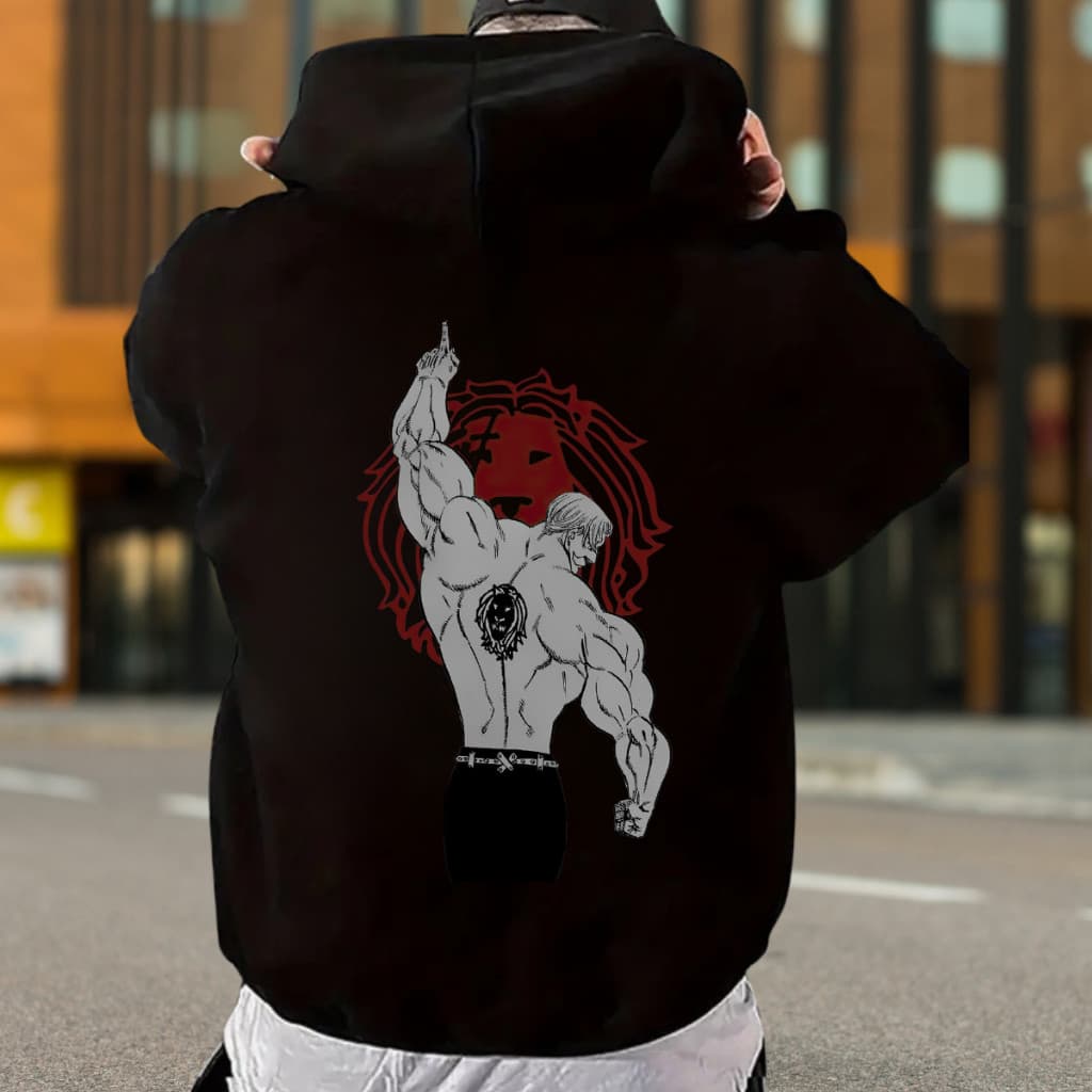Moletom Canguru Blusa de Frio Série Sete Pecados Capitais Leão Nanatsu no Taizai Unissex c/ Bolso Flanelado