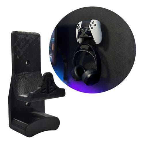 Suporte De Parede Controle + Headset Ps5 Ps4 Ps3 Xbox Fone Preto