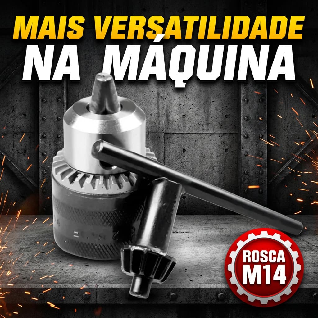 Mandril M14 para Esmerilhadeira e Politriz Fixação Segura 1,5–13mm