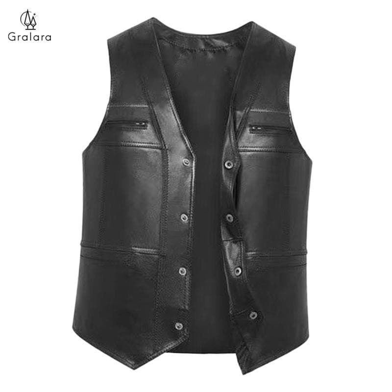[lzdhuiz3] Jaqueta sem mangas de couro PU para homens para esportes de inverno RQ5S HAWB