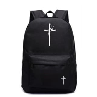 Mochila Escolar Adulto e Juvenil Estampa Jesus e Fé Para Escola Academia e Viagem Bolsa Catequese Cristã