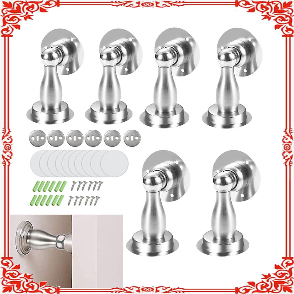 6 portas dispositivo Anti-colisão magnético porta parede batente tamanho 9.3x5.5cm Material de aço escovado