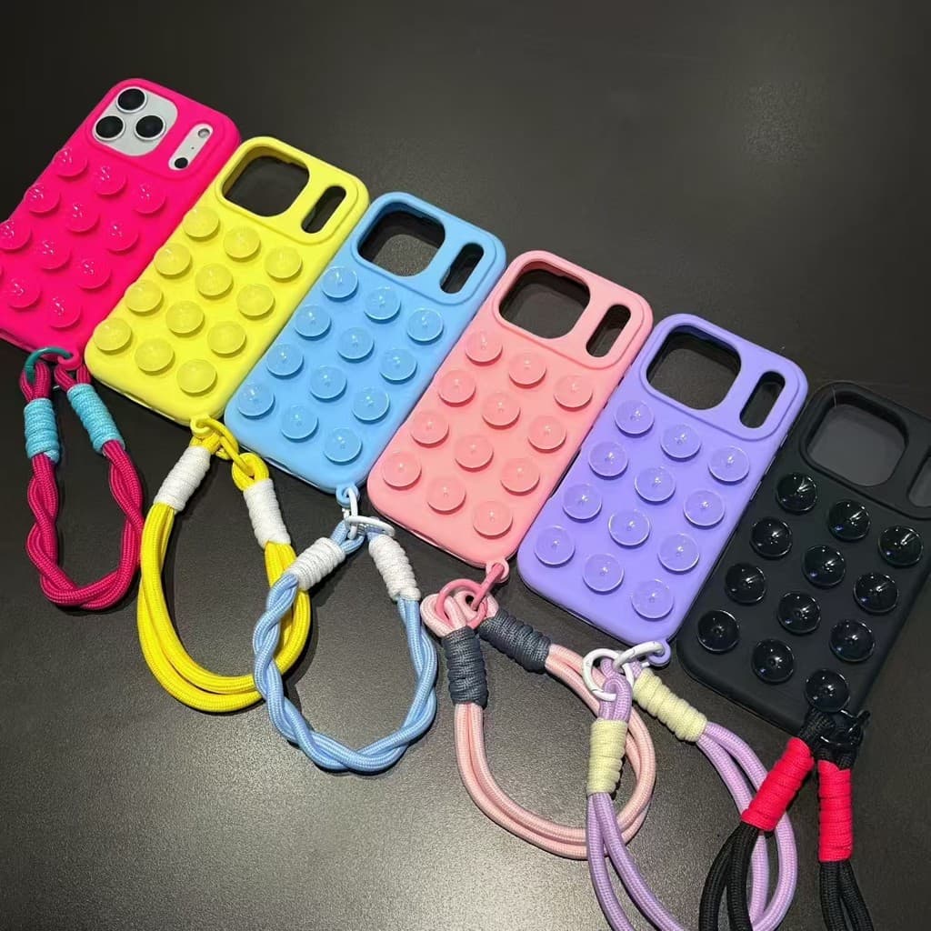 Ventosa De Silicone + Cordão Capa De Telefone Adequada Para IPhone 11 12 13 14 15 16 17 PRO MAX Protetora