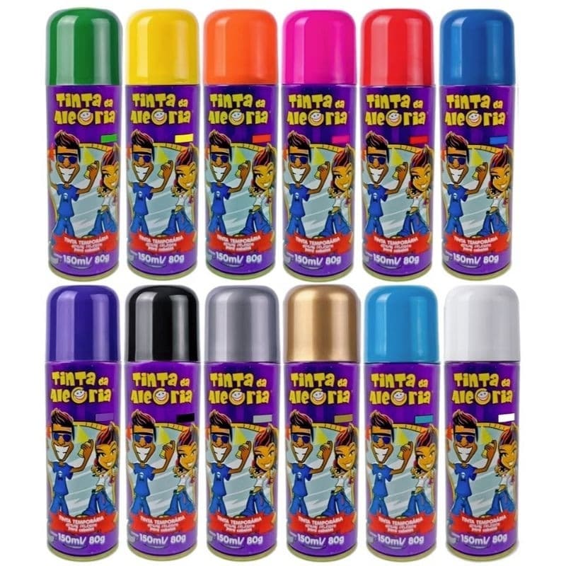 Tinta da Alegria Spray para Colorir Cabelos 150ml - 80g Todas as Cores