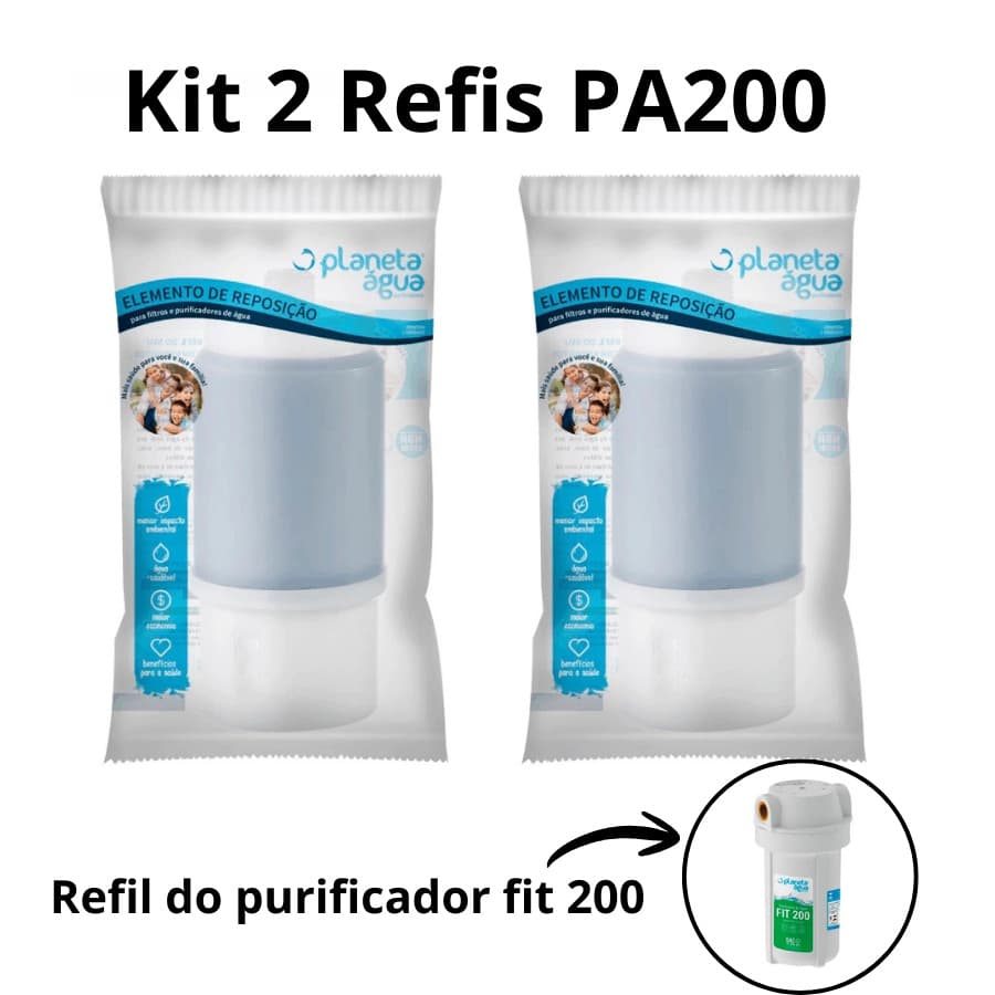 KIT 2 Refis Purificador de água PA 200 Rosca Especial Planeta Água Bebedouro Torneira 1090A