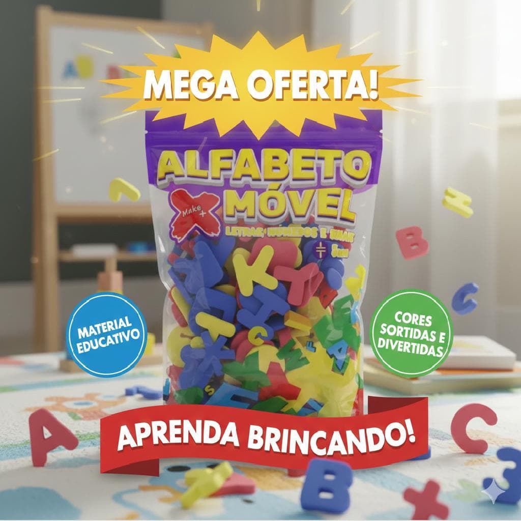 Modes Alfabeto Eva Liso 4cm x 5mm 150 Peças Letras Números Símbolos Sinais