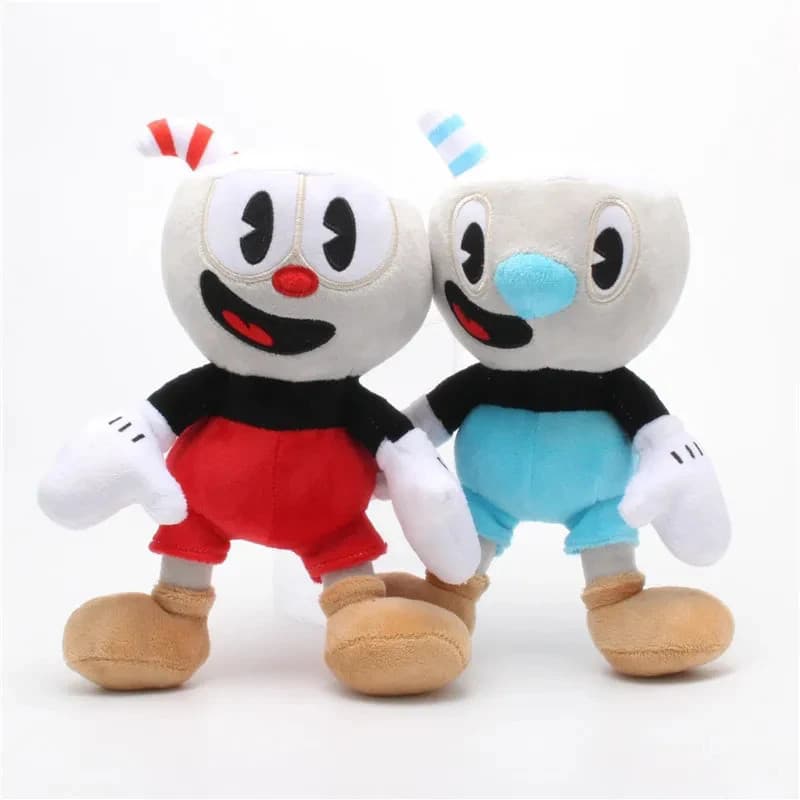 2 Pçs Cuphead Boneca De Pelúcia Brinquedos Mugman Jogo Aventura Macio Para Crianças Presente Aniversário
