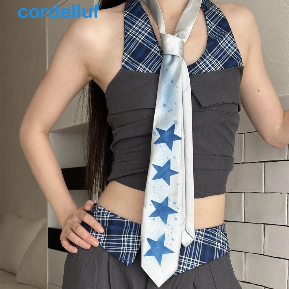 Gravata Estrela CORDELLUF , Doce Brilhante Y2K Casual Estreita Amarrada À Mão Ajustável Unissex Para Festa