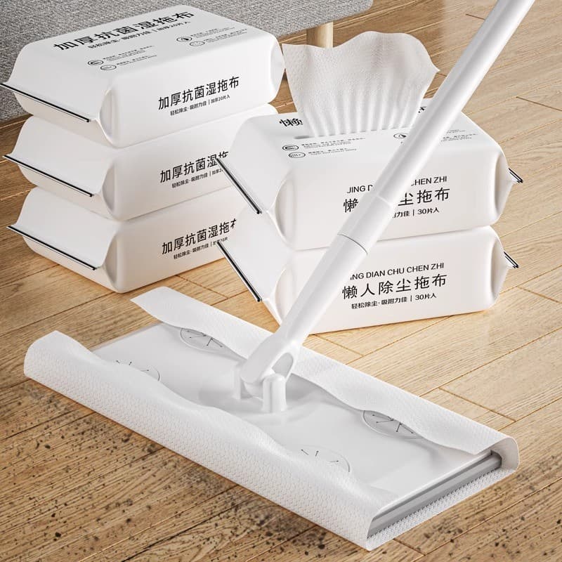 Mop de Pó Eletrostático em Estoque, Sem Lavagem, Descartável, Papel de Pó para Limpeza de Piso, Mop Plano de Papel Seco