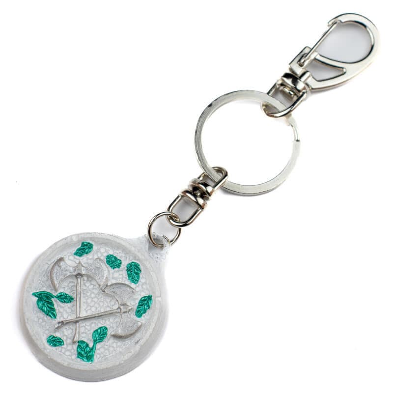 Chaveiro Xango Ayra Branco com Machado Resina 13 cm