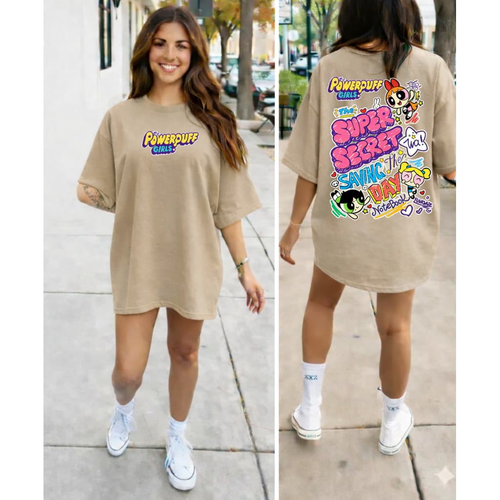 Camiseta Camisa Oversized Feminina 100% Algodão Super Girl Poderosas Fofo Treino Academia Musculação