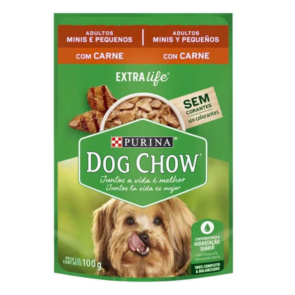 SACHÊ DOG CHOW ADULTO MINI PEQUENO CARNE 100G 1 UN