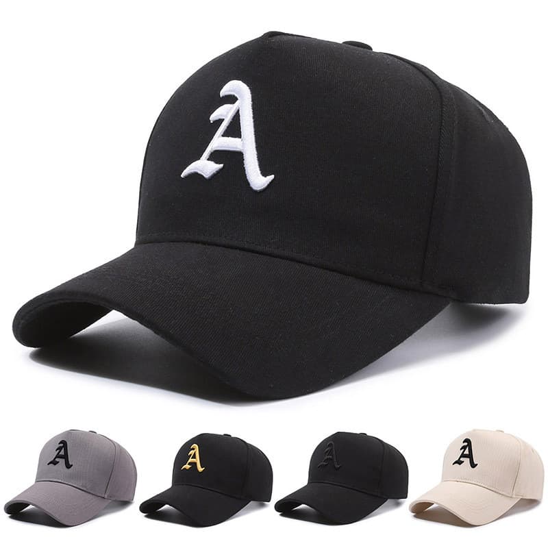 Boné de beisebol masculino de verão com bordado da letra A, boné snapback de algodão ajustável, boné hip hop, bonés espo