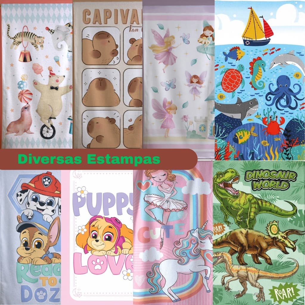 Toalha de Banho Infantil 70x115cm Felpuda Varias Estampas Dohler 100% Algodão