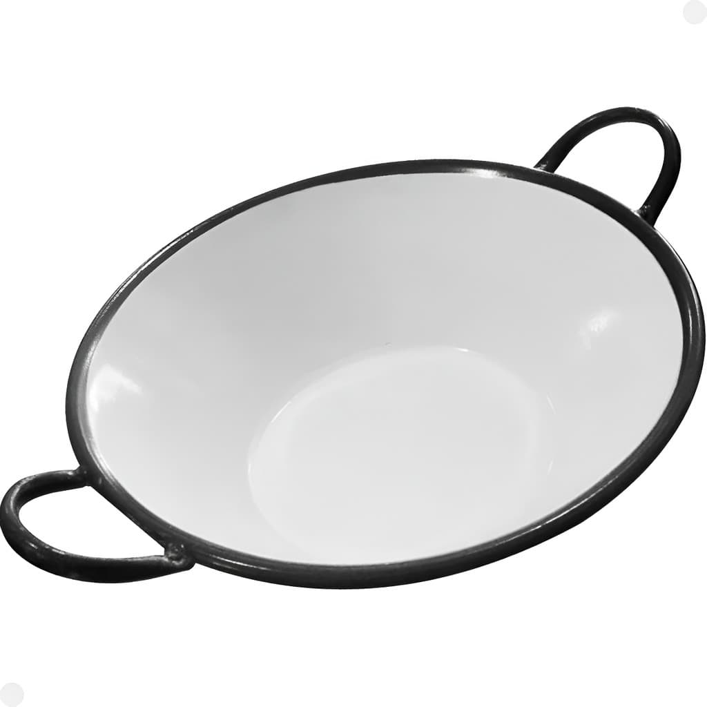 Tacho De Fritura Esmaltado N°18 Pastel Batata Salgado Peixe Cor Branco
