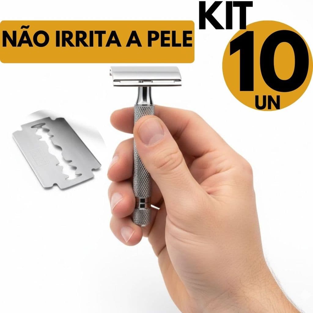 Kit 10 Un Barbeador Metal Barbear sem Irritar a Pele em Rosto e Pescoço