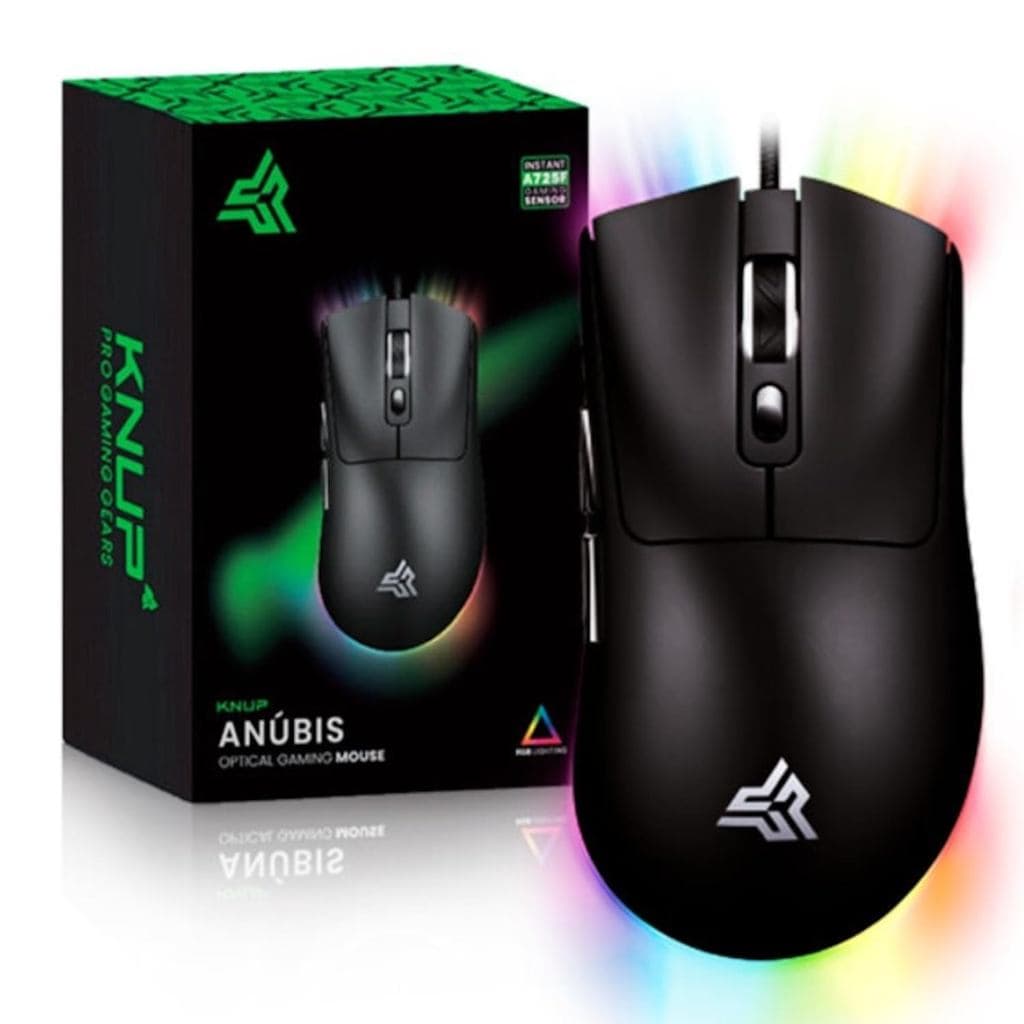Knup Hathor Mouse Gamer Ergonomico 7 Botões 400 a 7200 DPI USB Led RGB | Envio Imediato