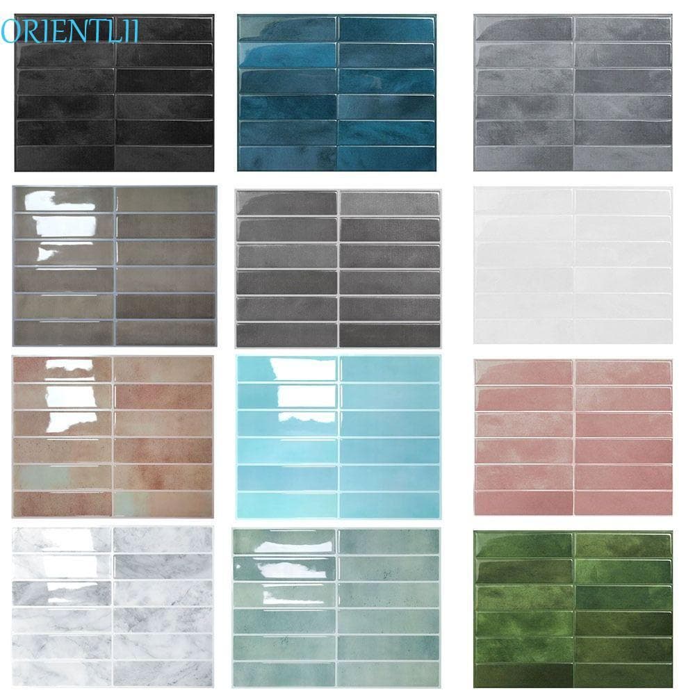 Adesivos De Parede De Azulejo Autoadesivos ORIENTLII , Papel À Prova D'água De Umidade , Decalque DIY Óleo