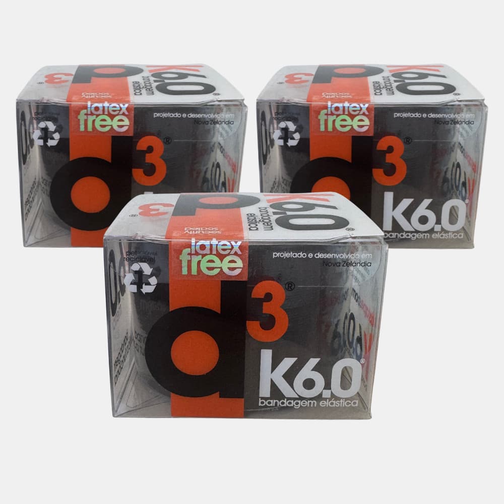 Kit com 3und Fita Kinesio Bandagem Elástica 5cmx6mts Fisioterapia Adesiva Alivia a Dor Lesão Preto