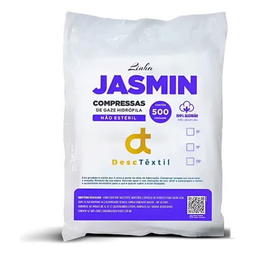 Compressa De Gaze hidrófila13 Fios Linha Jasmin Desctêxtil Com 500und Branco100% algodão não estéril