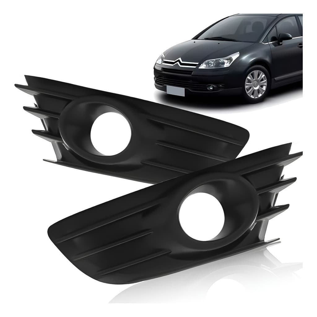 Par Grade Moldura Milha Parachoque C4 Hatch Pallas Promoção Preto Ambos Os Lados
