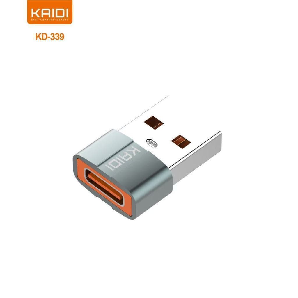 Adaptador OTG KAIDI KD-339 Transmissão Dados Rápida USB Para Tipo-C Premium