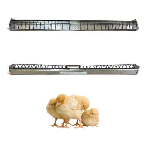 Kit 2 Comedouros Calha 1 M Aves Uso Rural Aviario Galinheiro Cinza
