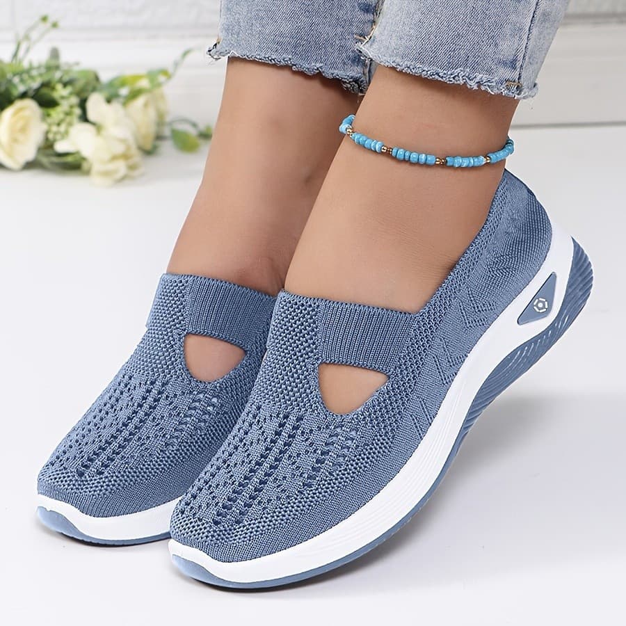 Sapatos femininos de malha respirável, tênis elegantes com cadarço.   SNPN