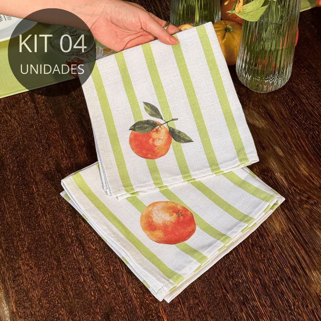 Kit 4 Guardanapos de Tecido para Mesa Posta – Coleção Tangerinas