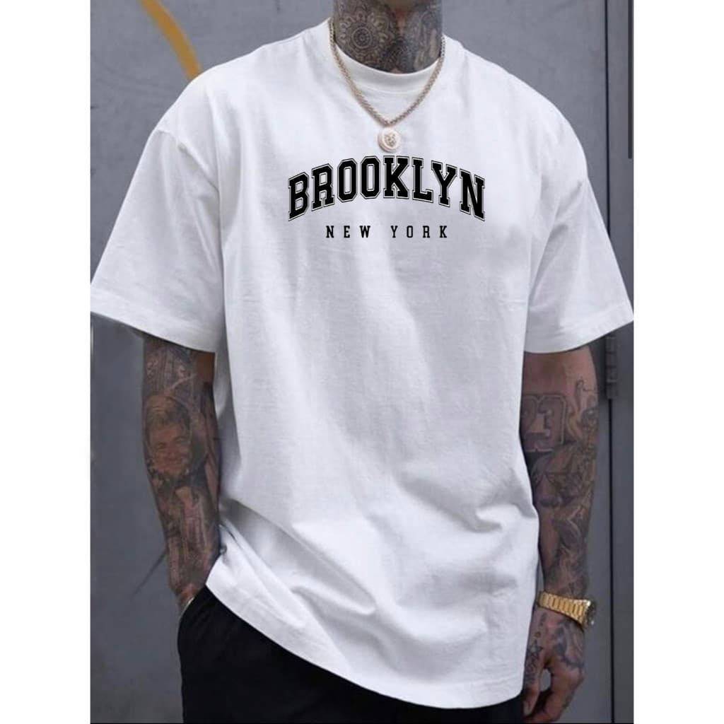 Camiseta Masculina BROOKLYN bco 100% Algodão malha 30.1 camiseta 100% algodão camiseta masculina