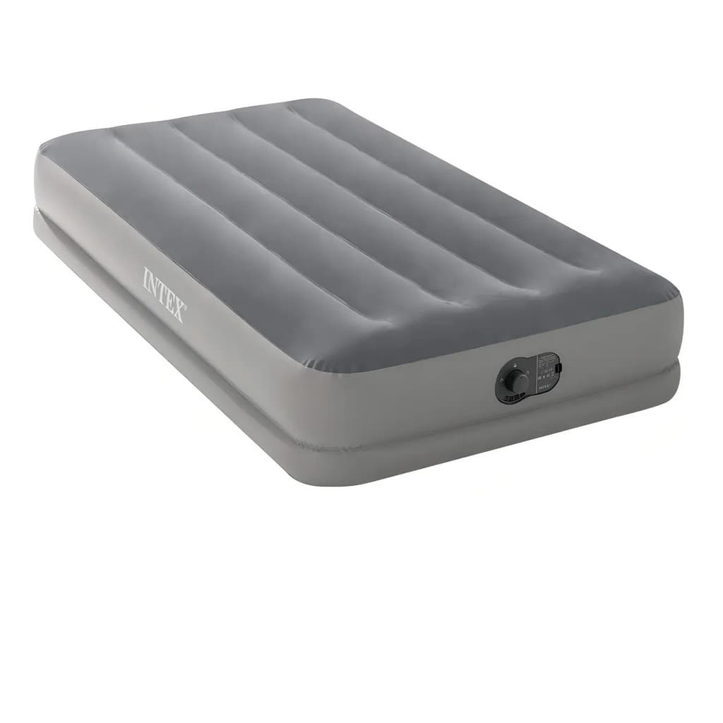Colchão Inflável SOLTEIRO Intex Dura Beam Fiber Tech Cinza com Bomba USB embutida #64112