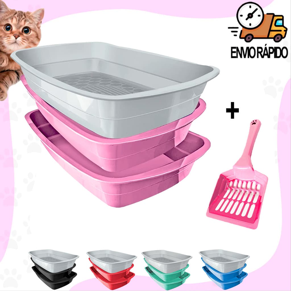 Caixa de Areia Gato Para Gato Furba Dino Dog + Pá Higiênica Bandeja Bandeja Higiênica Gato