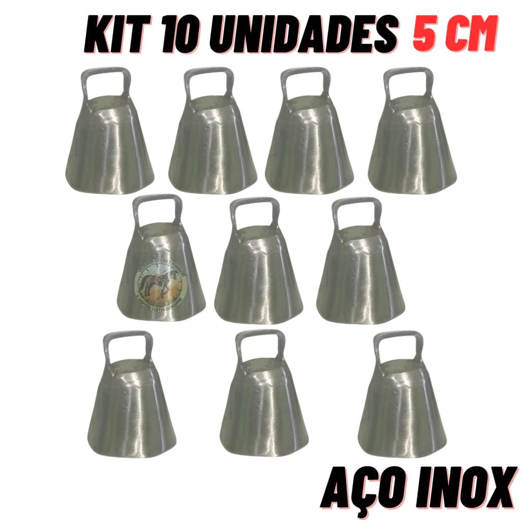 kit 10  sino chocalho sineta aço inox cabra cabrito 5cm