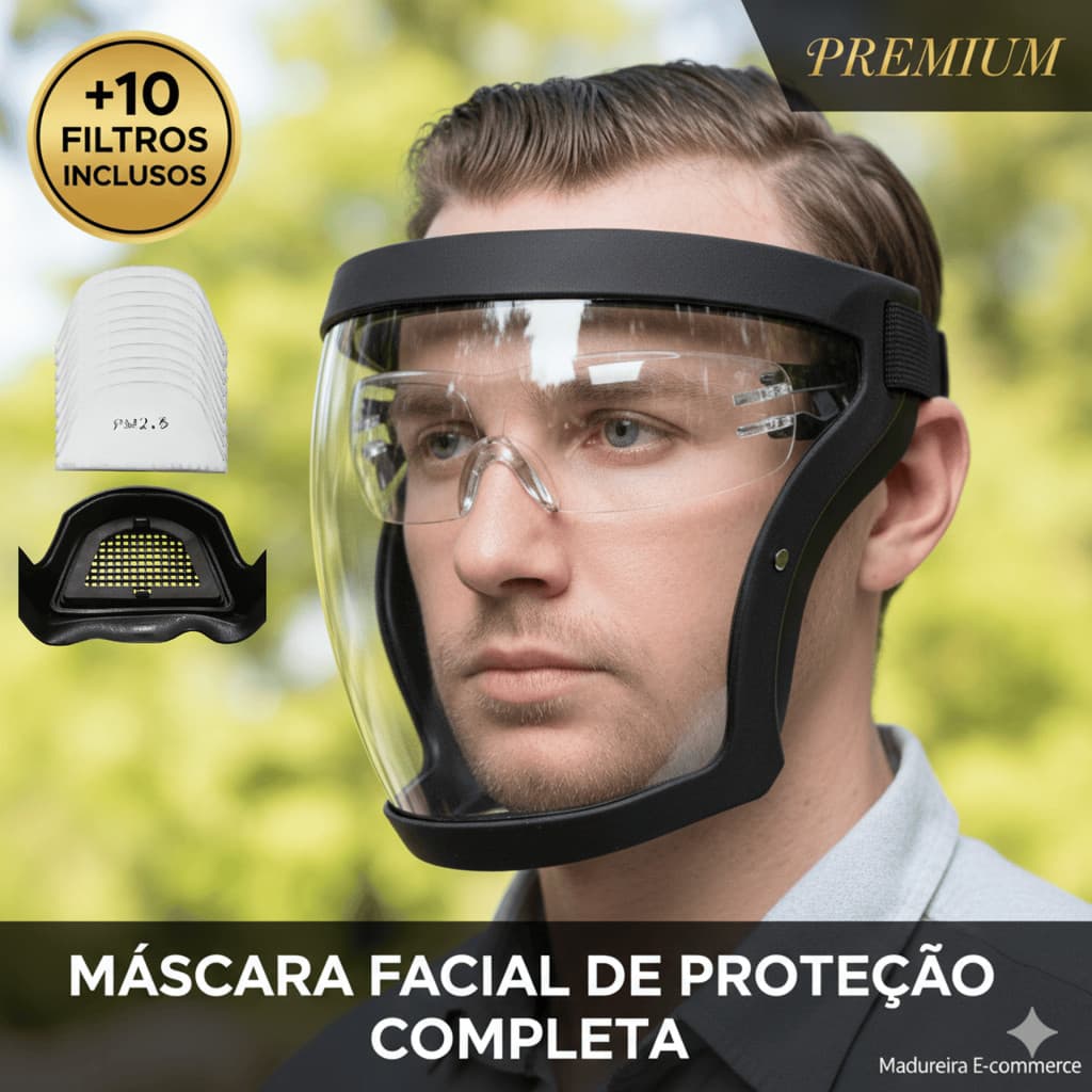 Máscara De Proteção Facial Completa Anti Poeira Transparente Óculos De proteção Airsoft Roçadeira