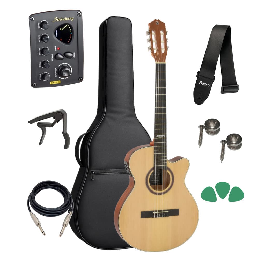 Violão Strinberg Sl200c Ns Flat Nylon Kit Capa Acessorios