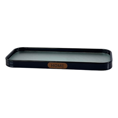 BANDEJA VIDRO MINE BOREAL RETANGULAR BORDA PRETA 22X9,5CM