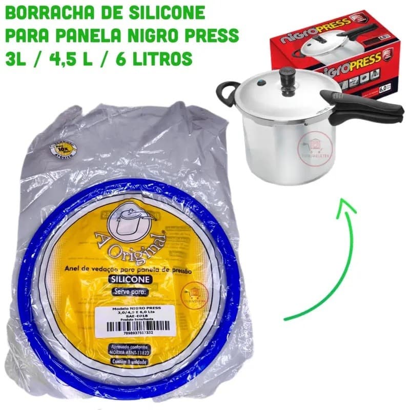 Anel Borracha de Vedação Silicone Panelas de Pressões Nigro Press 3/4,5/6L (Marca A Original)